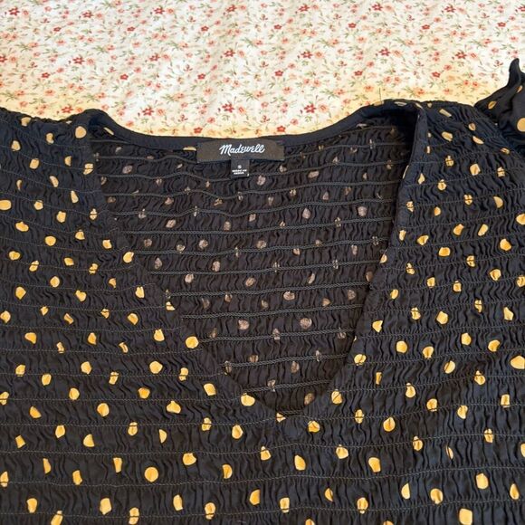 Madewell Petite Lucie V-Neck Smocked Mini Dress in Oval Dot - Picture 9 of 9
